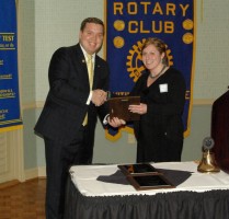 Rotary Teacher 4 Kimberly Bollinger Teacher at Body Camp Elementary receiving award from Chris Mason Rotary President